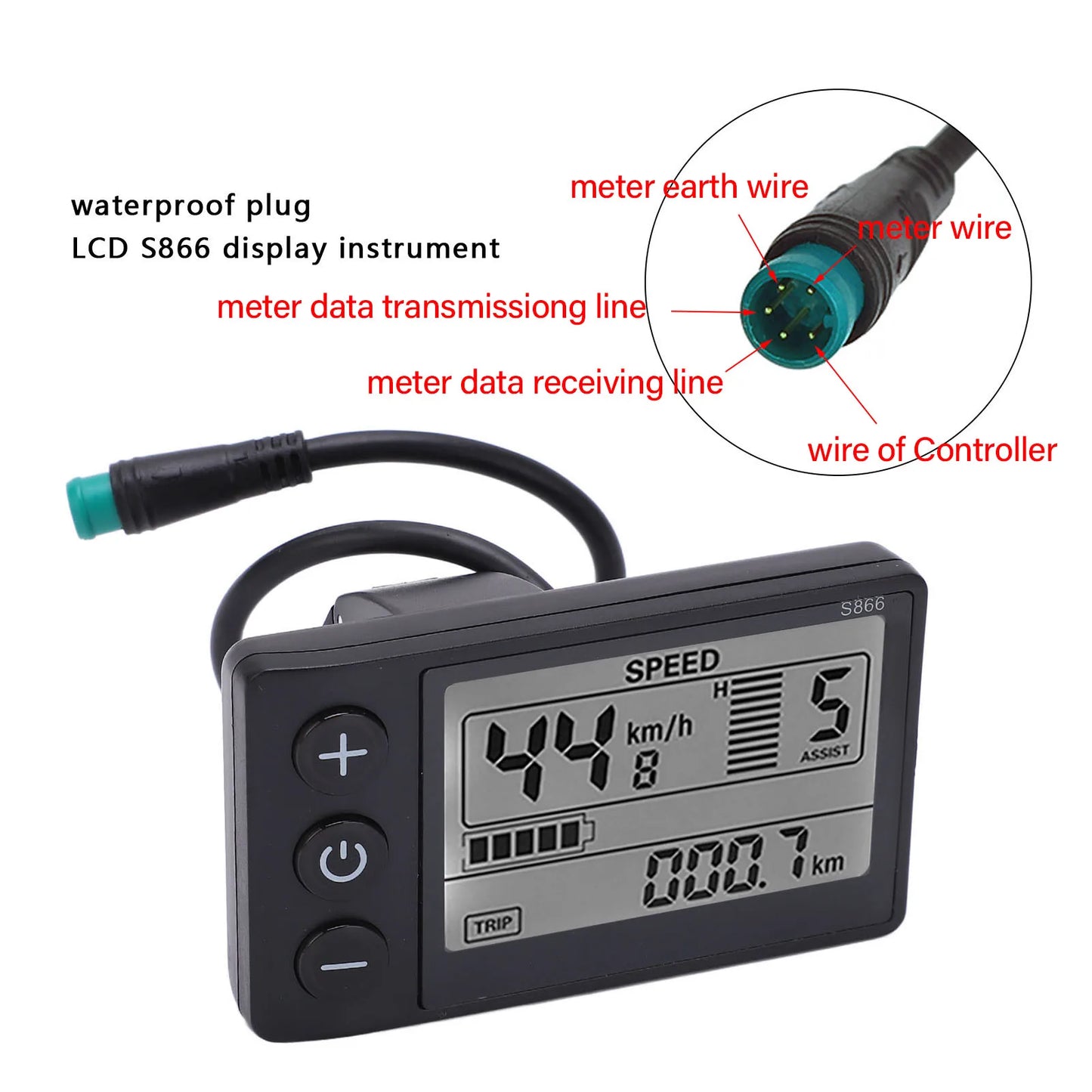 Electric Cycle S866 LCD Display Meter 24V 36V 48V Control Panel Water