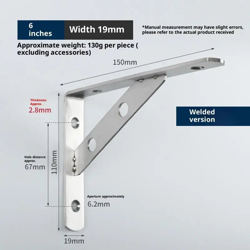 2Pcs Angle Bracket Heavy Duty For Wall Angle Bracket Stainless Steel L Type Bracket Peaceful Pleasures Health and Wellness 1pc 2xFixed 6in
