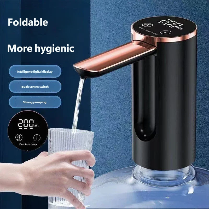 HOMEFISH Electric Water Bottle Pump 1200mAh Type C Rechargeable with LED Display Automatic Touch Button 3 Quantitative Settings Peaceful Pleasures Health and Wellness