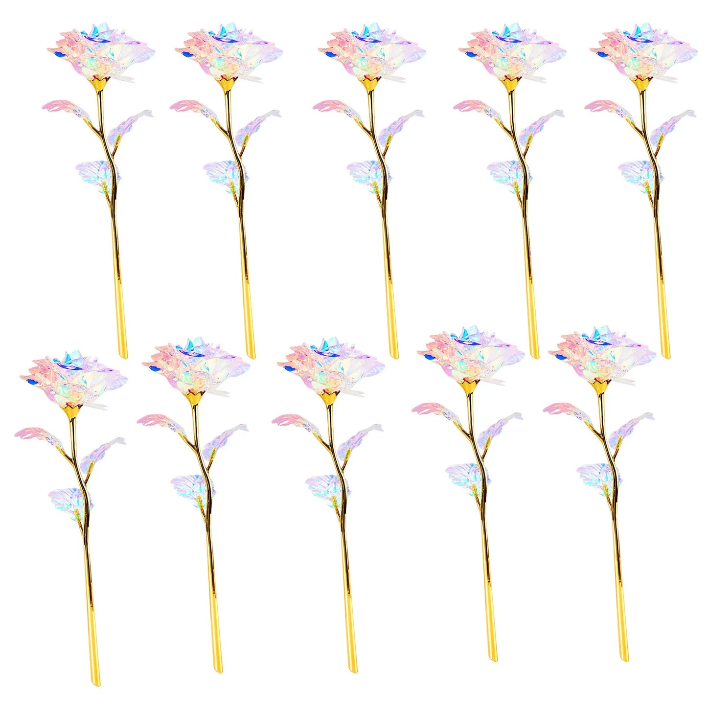 10pcs Galaxy Rose Forever Flower Artificial Luminous Light Rose Valentine's day Gifts Gold Foil Colorful Artificial Flower Peaceful Pleasures Health and Wellness