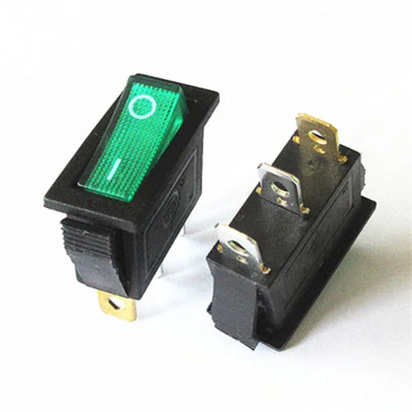 5PCS KCD3 Rocker Switch ON-OFF ON-OFF-ON 2/3Position 2/3Pins Electrical Equipment With Light Power Switch 16A 250V / 20A 125V AC Peaceful Pleasures Health and Wellness A Green light