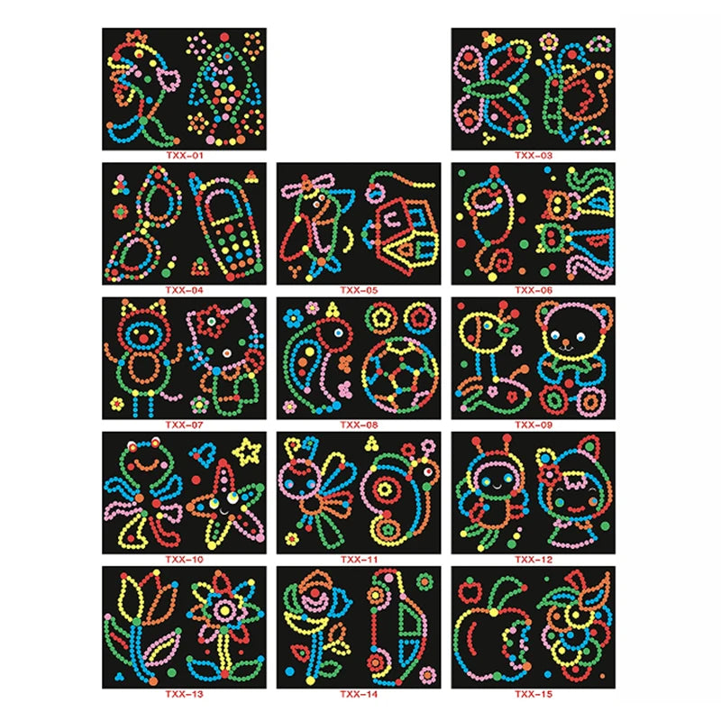 Children Colorful Round Dot Puzzle Stickers Cartoon Animal Mosaic