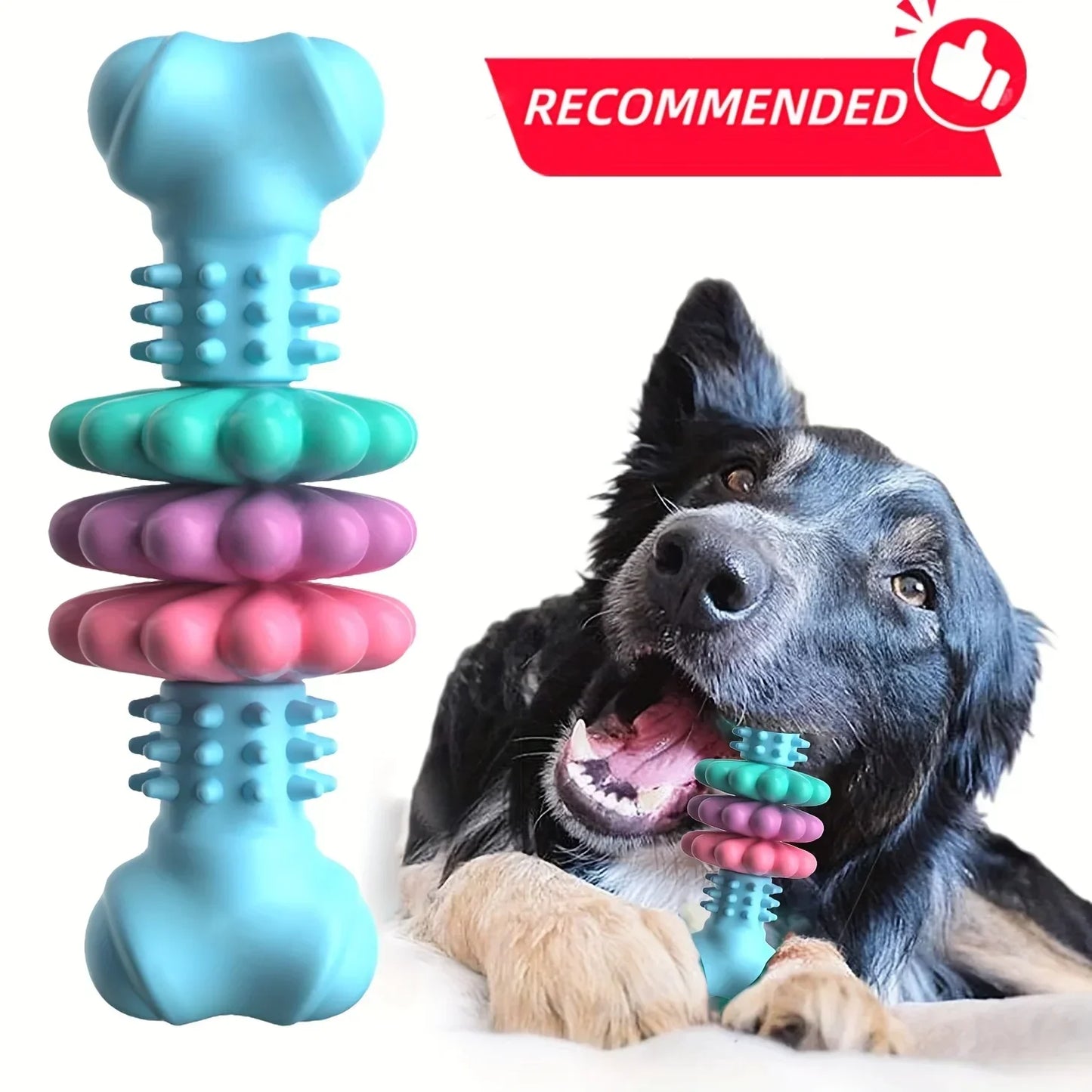 Indestructible Dog Chew Bone Toy | Durable TPR, Teeth Cleaning