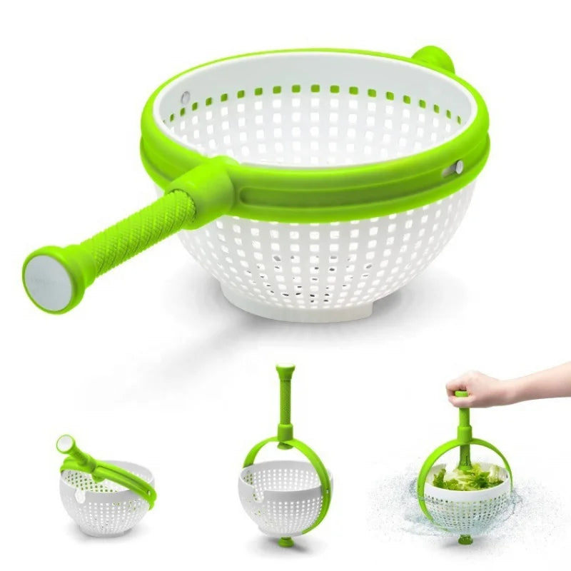 New Salad Spinner Salad Rotary Driller Kitchen Vegetable Cleaner Centrifugal Dripping Basket Peaceful Pleasures Health and Wellness