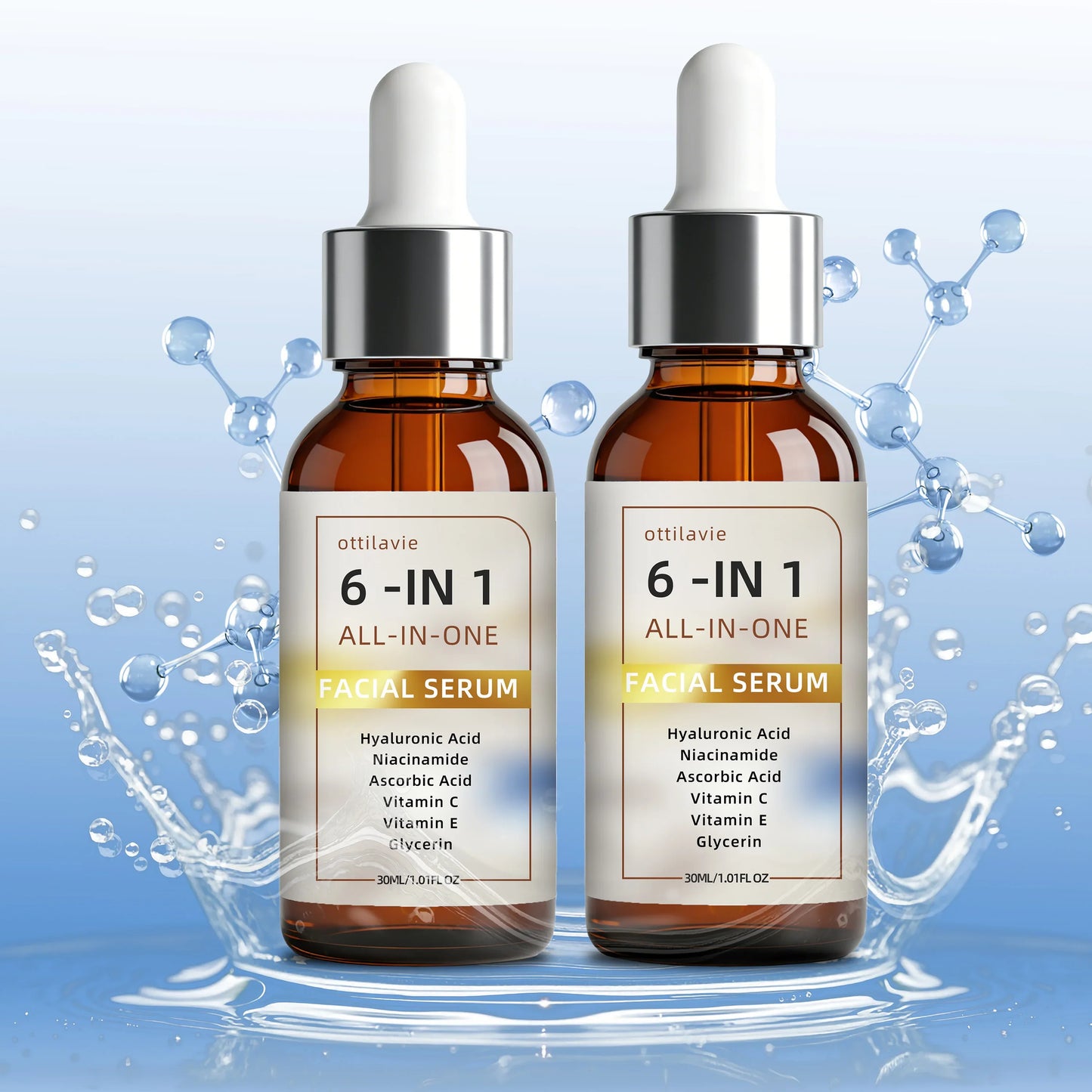 Ottilavie 6-in-1 Facial Serum 2pc – Hydrate, Firm & Even Tone