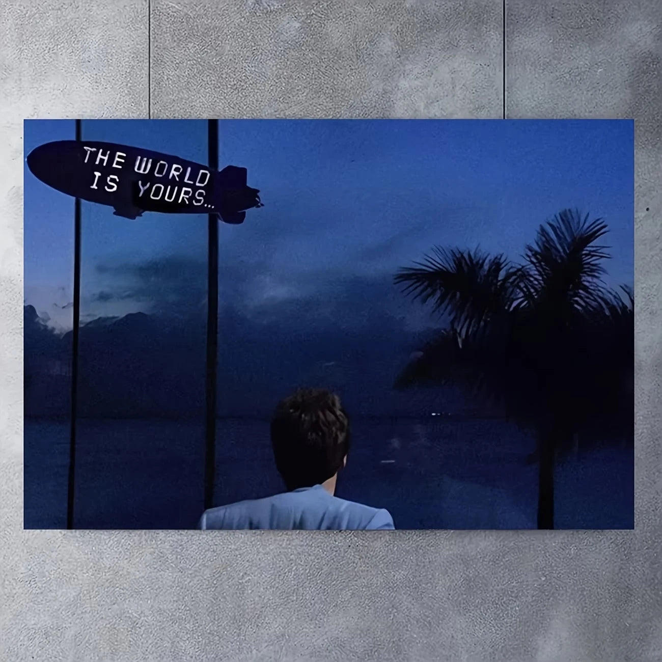 Nighttime Beach Palm Tree Canvas Wall Art | Ocean Print Decor