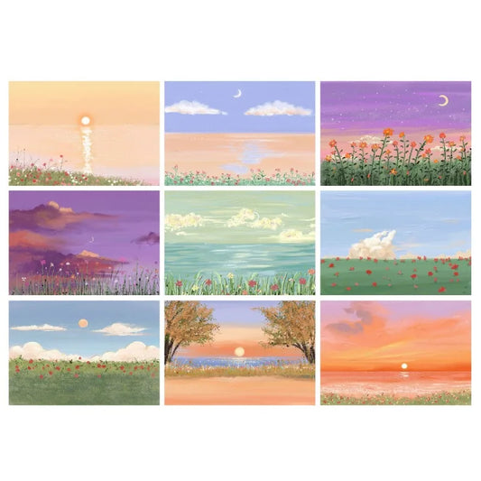 Nordic Sea Sunset Watercolor Canvas Poster | Wall Art Print Canvas Wall Art Peaceful Pleasures Health and Wellness