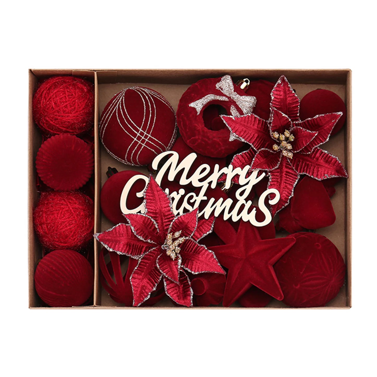 38-Piece Velvet Christmas Ball Ornaments – Mixed Color Set