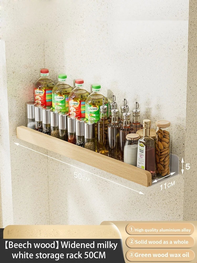Wall Mounted Solid Wood Spice Rack | Kitchen Seasoning Storage