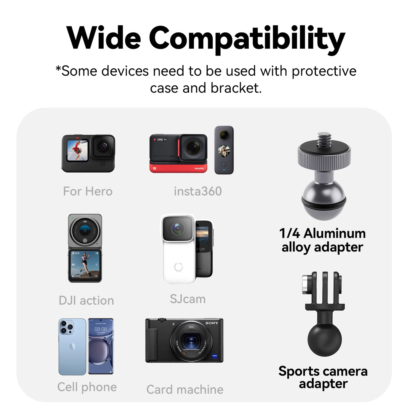 TELESIN Motorcycle Bicycle Rail Mount Clamp with 360 degree Ball Mount Clip For Gopro Hero 11 10 9 8 7 6 For Phone Action Camera Peaceful Pleasures Health and Wellness