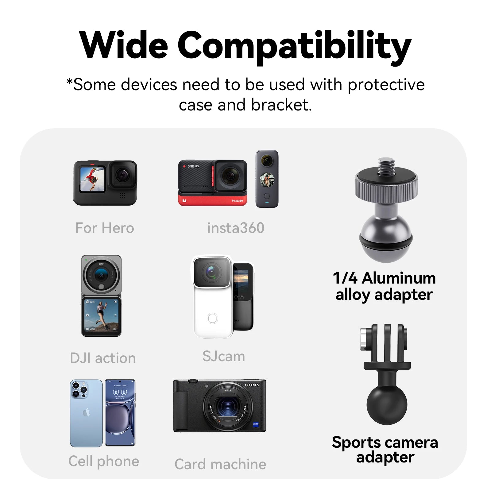 TELESIN Motorcycle Bicycle Rail Mount Clamp with 360 degree Ball Mount Clip For Gopro Hero 11 10 9 8 7 6 For Phone Action Camera Peaceful Pleasures Health and Wellness