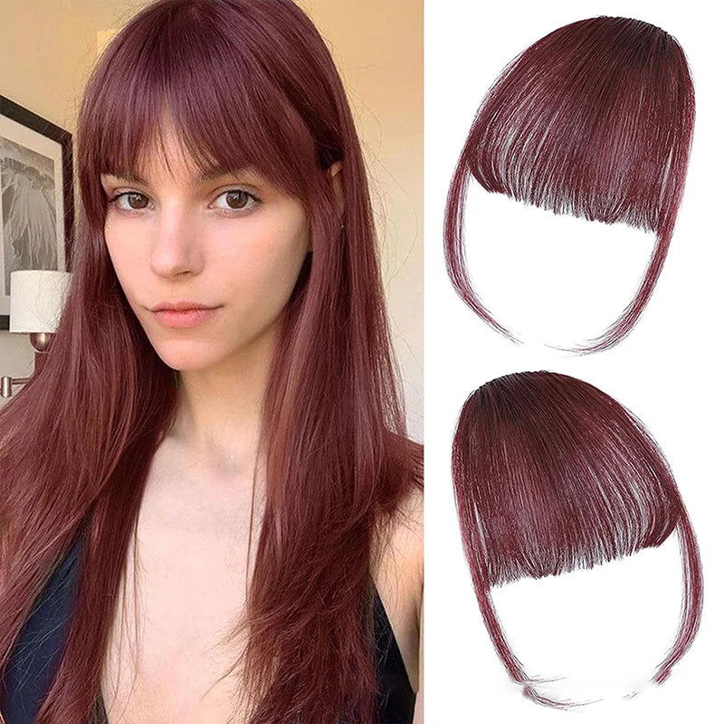 Synthetic Fake Air Bangs Natural Hair Extension Front Fringes Hairpiece Black Brown Clip In Bangs Double Sideburns Hair Styling Peaceful Pleasures Health and Wellness 14
