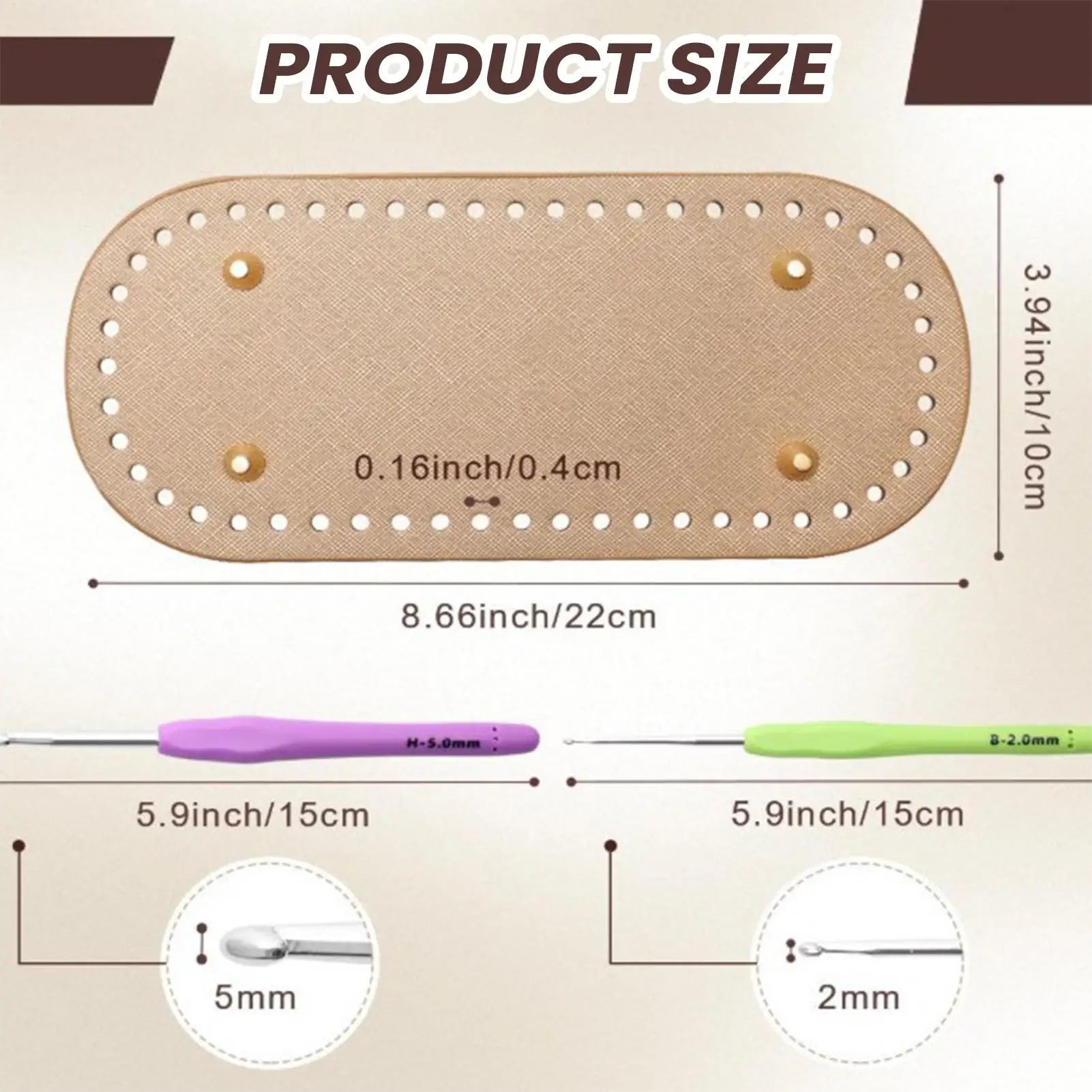 Crochet Bag Base Crocheting Bag Making Kit Purse Bottom with D Shape Handles for Women Men Hobbyists Enthusiasts Family Friends Peaceful Pleasures Health and Wellness