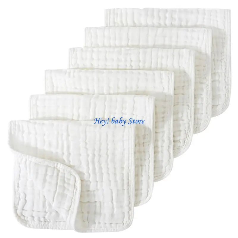 Baby Burp Cloths Set of 6 – 6-Layer Absorbent Cotton Washcloths