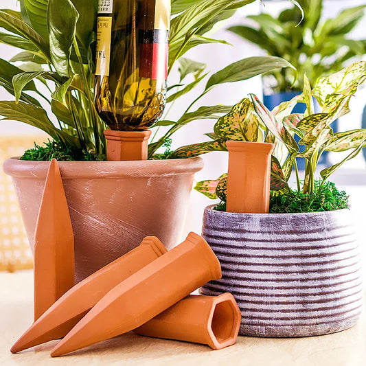 Terracotta Self-Watering Stakes 4-Pack | Auto Drip Irrigator Plant Watering Stakes Oasis Select