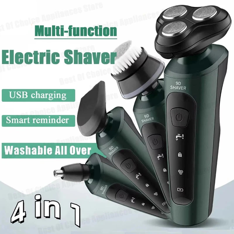 Electric Shaver Waterproof Electric Trimmer Razor Wet And Dry Use Rechargeable Battery Rotary Shavers Machine Shaving For Men Peaceful Pleasures Health and Wellness