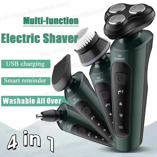 Electric Shaver Waterproof Electric Trimmer Razor Wet And Dry Use Rechargeable Battery Rotary Shavers Machine Shaving For Men Peaceful Pleasures Health and Wellness