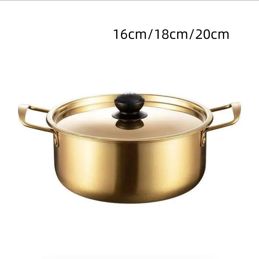 Korean Mini Ramen Pot | Stainless Steel Soup Hot Pot with Lid