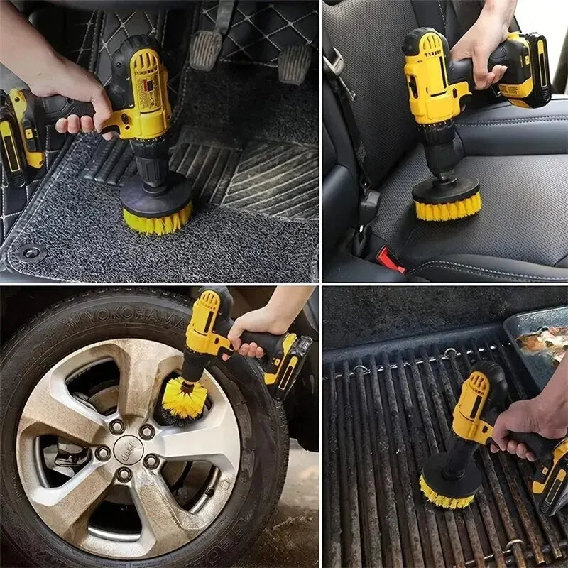 3-Piece Drill Brush Attachment Set – Tile, Grout & Carpet Scrubber