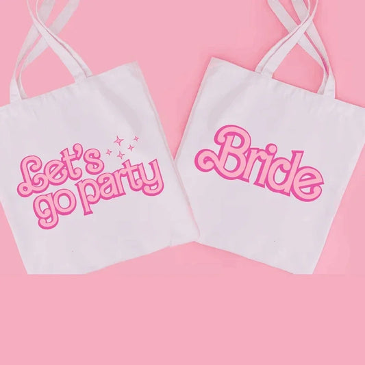 Bride Let's Go Party Tote Bag | Bachelorette Bridesmaid Gift Bachelorette Tote Bag Peaceful Pleasures Health and Wellness