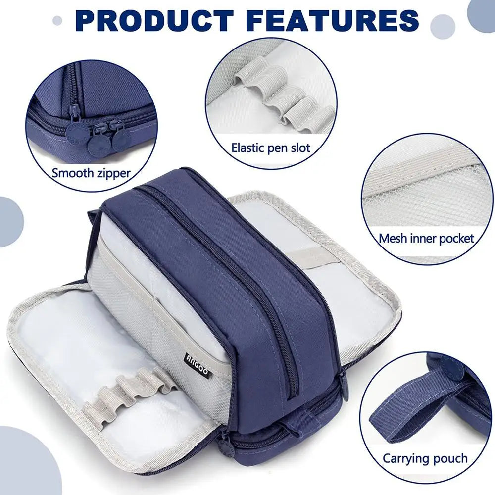 Large Capacity Multilayer Pencil Case – Nylon Zipper Pouch