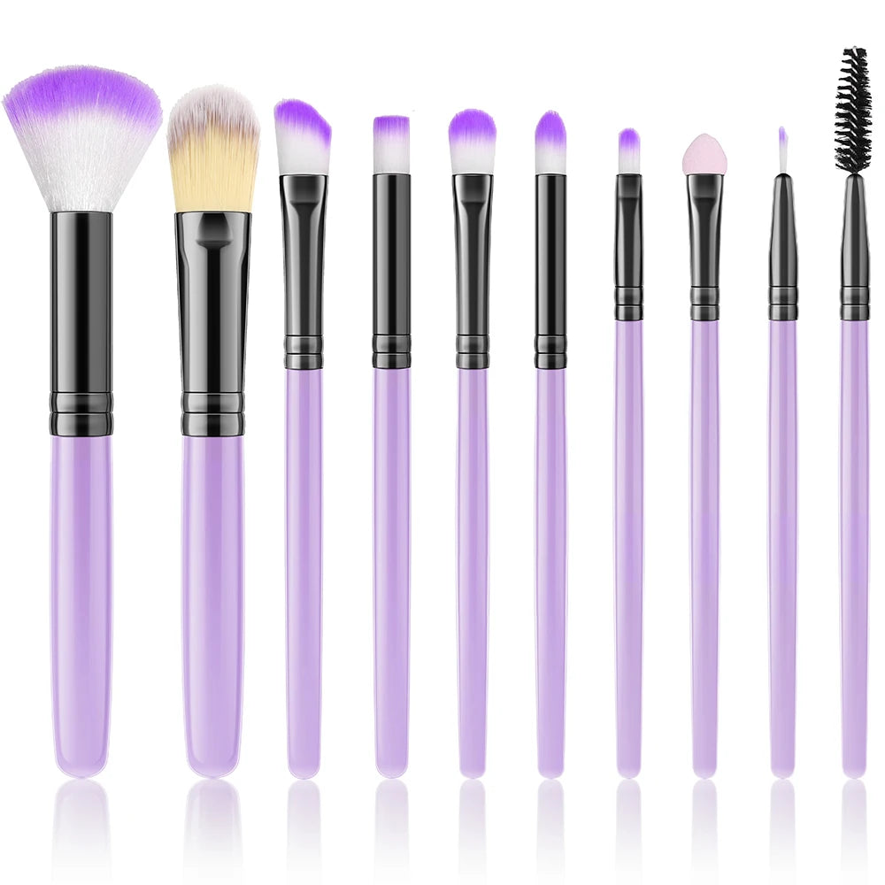 RUNTOIN 10-Piece Travel Makeup Brush Set – Soft & Fluffy Makeup Brush Set Peaceful Pleasures Health and Wellness LD2-10PCS-PU