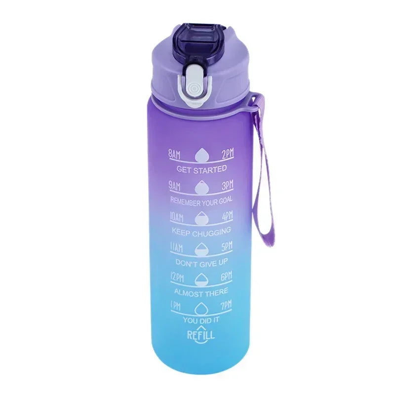 900ml Rainbow Frosted Sports Water Bottle with Straw – BPA-Free