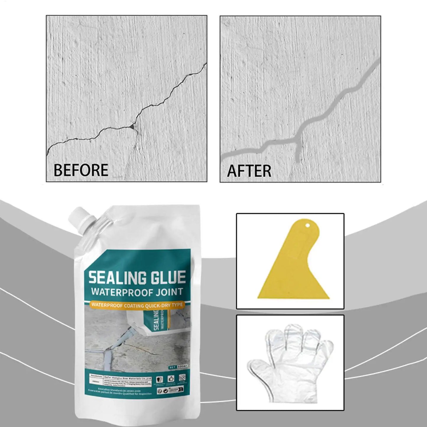 500ml Concrete Crack Filler Sealant Waterproof Quick-Drying Adhesive For Garage Floor Kitchen, Leak Repair For Corners Peaceful Pleasures Health and Wellness