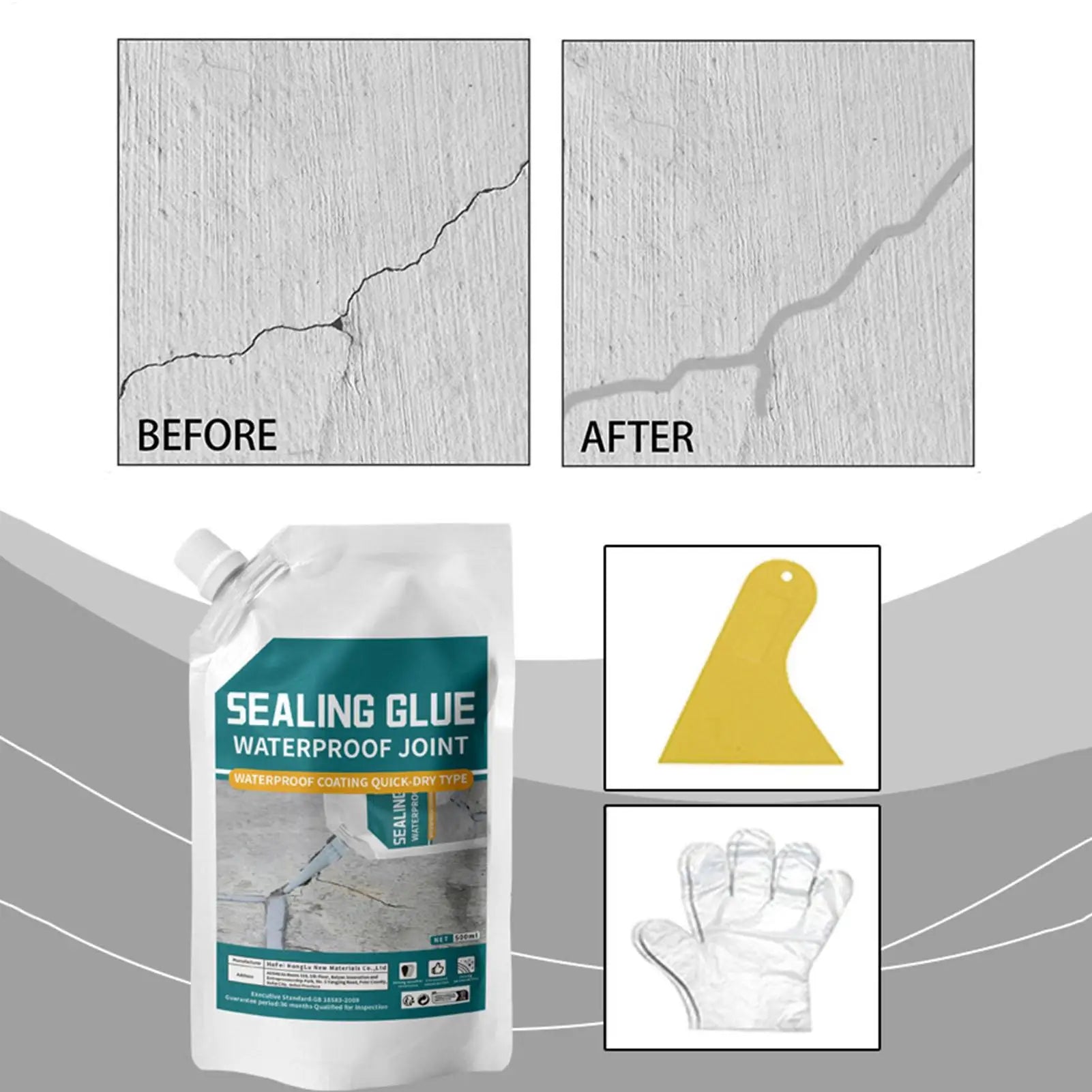 500ml Concrete Crack Filler Sealant Waterproof Quick-Drying Adhesive For Garage Floor Kitchen, Leak Repair For Corners Peaceful Pleasures Health and Wellness