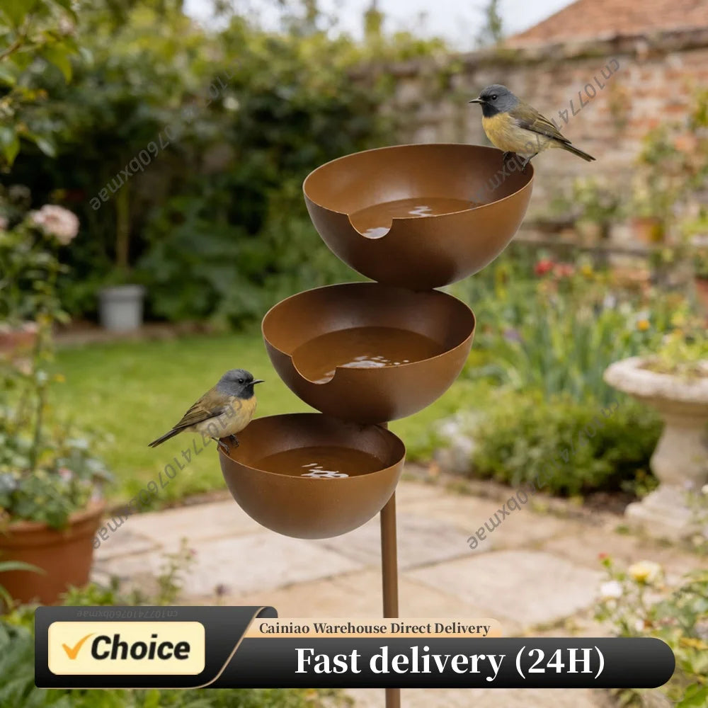 1/2PCS Metal Bird Bath and Water Station Outdoor Garden Decor Iron Bird Feeder Basin For Wild Birds Bees Butterflies Yard Art Peaceful Pleasures Health and Wellness Default Title