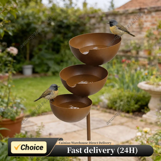1/2PCS Metal Bird Bath and Water Station Outdoor Garden Decor Iron Bird Feeder Basin For Wild Birds Bees Butterflies Yard Art Peaceful Pleasures Health and Wellness Default Title