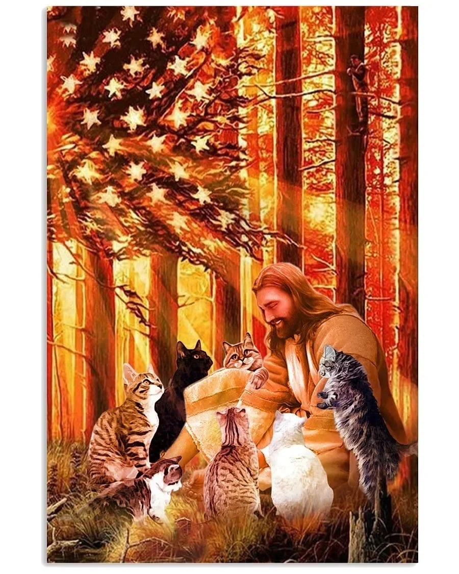 Funny Christmas Cat Vintage Canvas Poster | Retro Wall Art Print Canvas Wall Art Print Peaceful Pleasures Health and Wellness ZLH5550 100x150cm No Frame