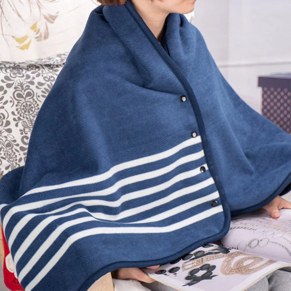Wearable Plaid Fleece Throw Blanket with Button | Shawl Wrap