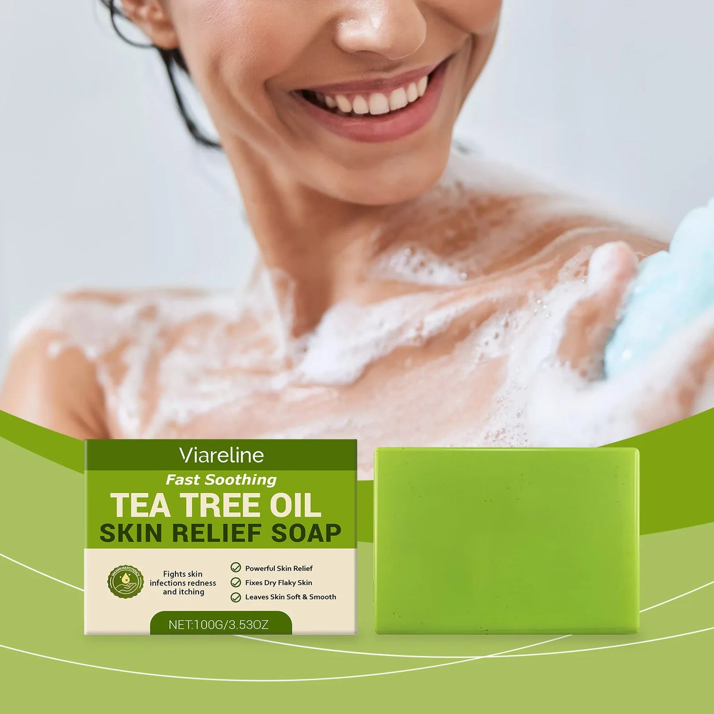 VIARELINE Tea Tree Oil Soap – Cleanse, Brighten & Exfoliate Skin