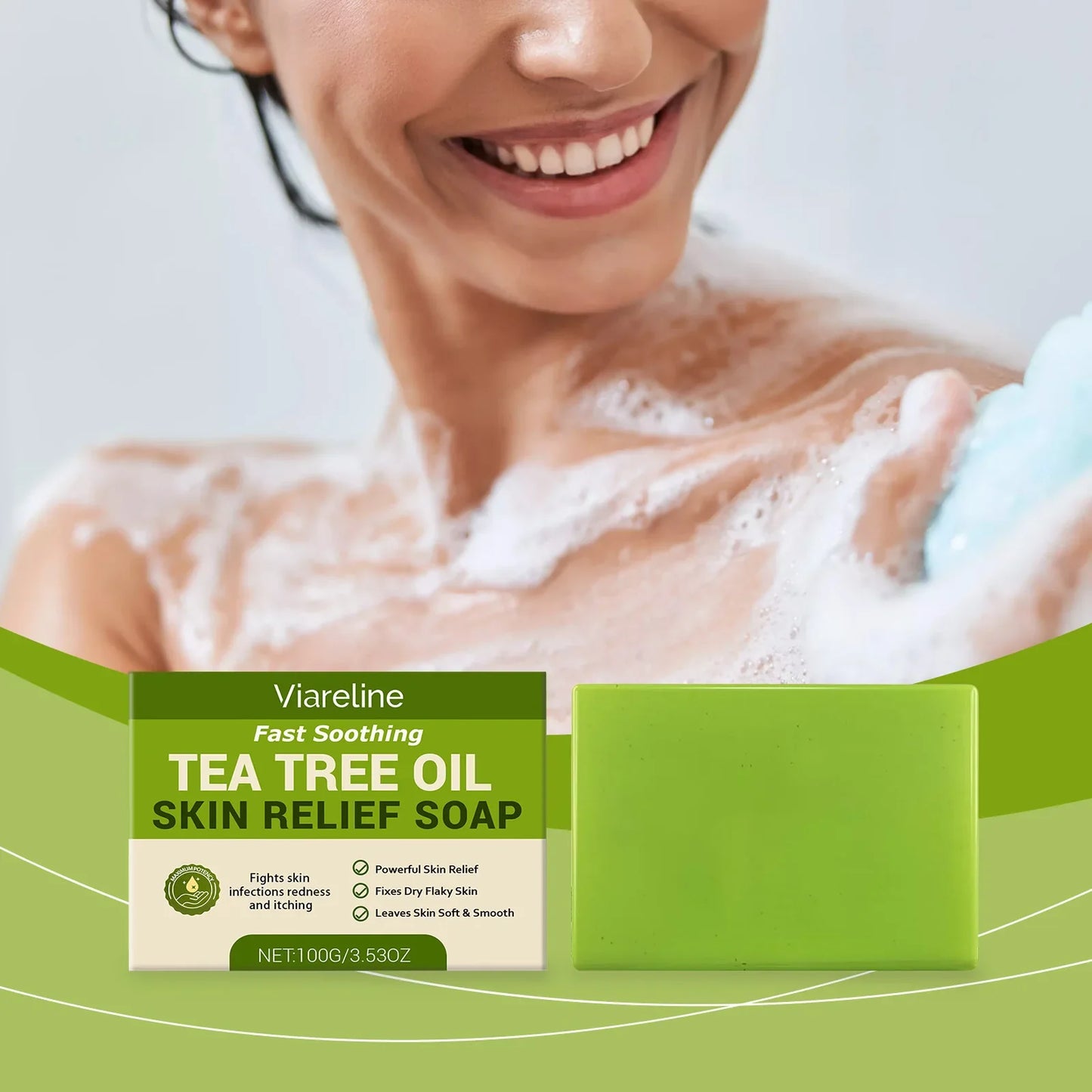 VIARELINE Tea Tree Oil Facial Soap – Cleanse, Brighten & Exfoliate