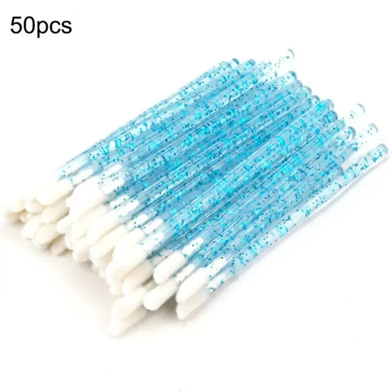 Disposable Eyelash Wands, Replaceable Eyebrow Brush, 50pcs Reusable, Dust - proof, Sparkling Broken Diamond Bottom Eyelash Brush Peaceful Pleasures Health and Wellness Blue