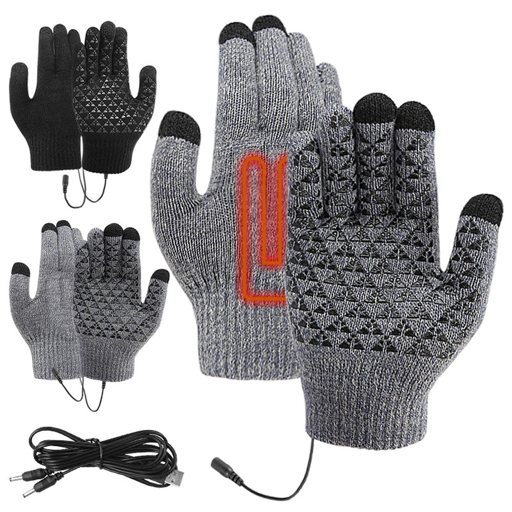 USB Heated Gloves | Touchscreen Knit Winter Hand Warmers