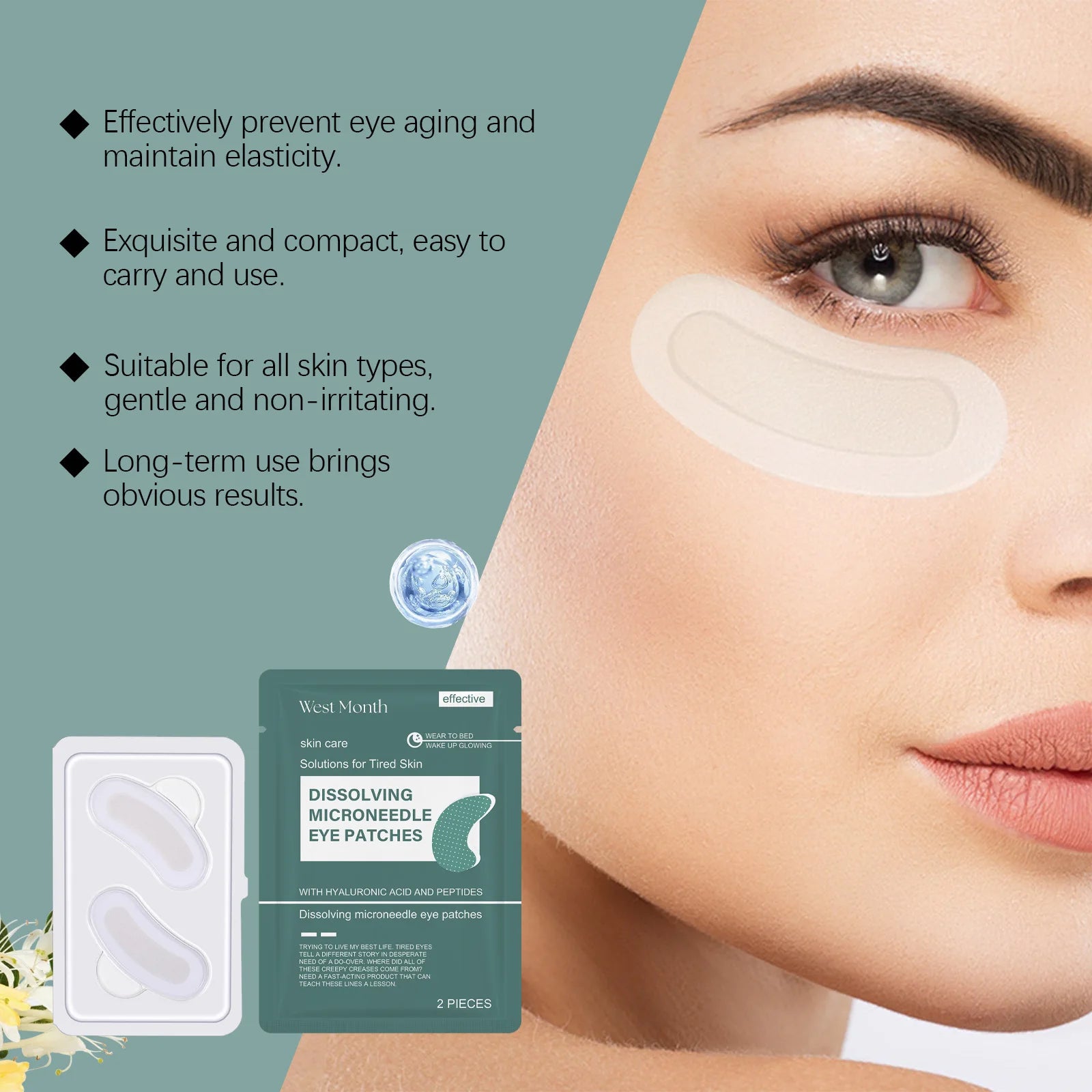 Microneedle Eye Patches – Hyaluronic Acid, Dark Circles & Wrinkles Peaceful Pleasures Health and Wellness