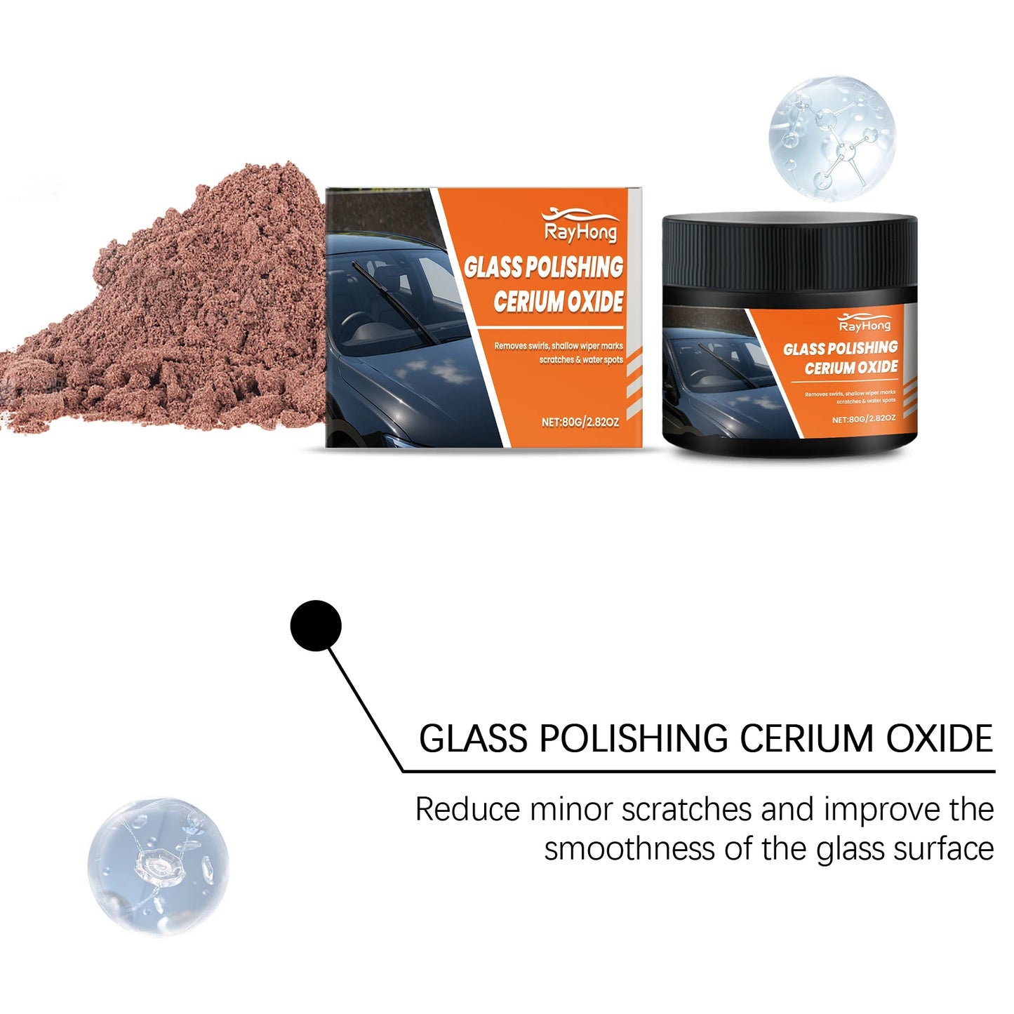 Rayhong Car Glass Polishing Powder – Oil Film & Scratch Remover