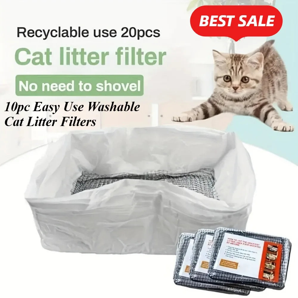 10pcs Washable Cat Litter Filters - Easy to Use, Recyclable, Excellent Workmanship, Designed for Pet Litter Box Liners Peaceful Pleasures Health and Wellness
