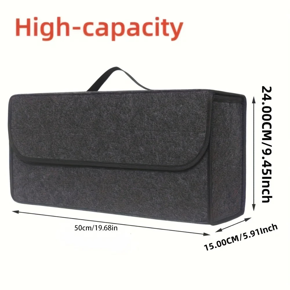 Canvas Car Trunk Organizer Box with Felt Cloth Interior