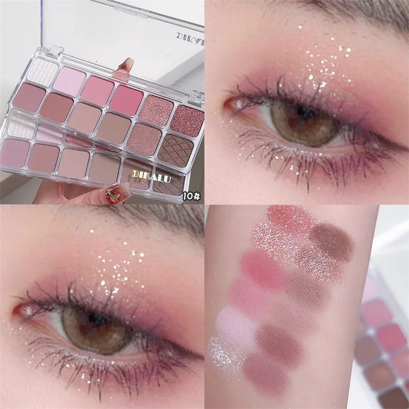 12-Color Glitter Shimmer Eyeshadow Palette | Peach & Pearl