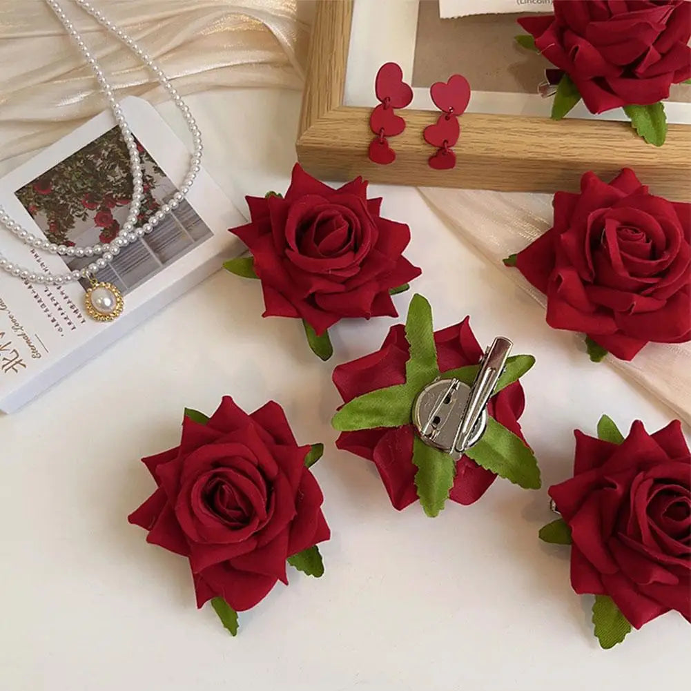 Rose Flower Hair Clip – Elegant Bridal Bridesmaid Hairpin