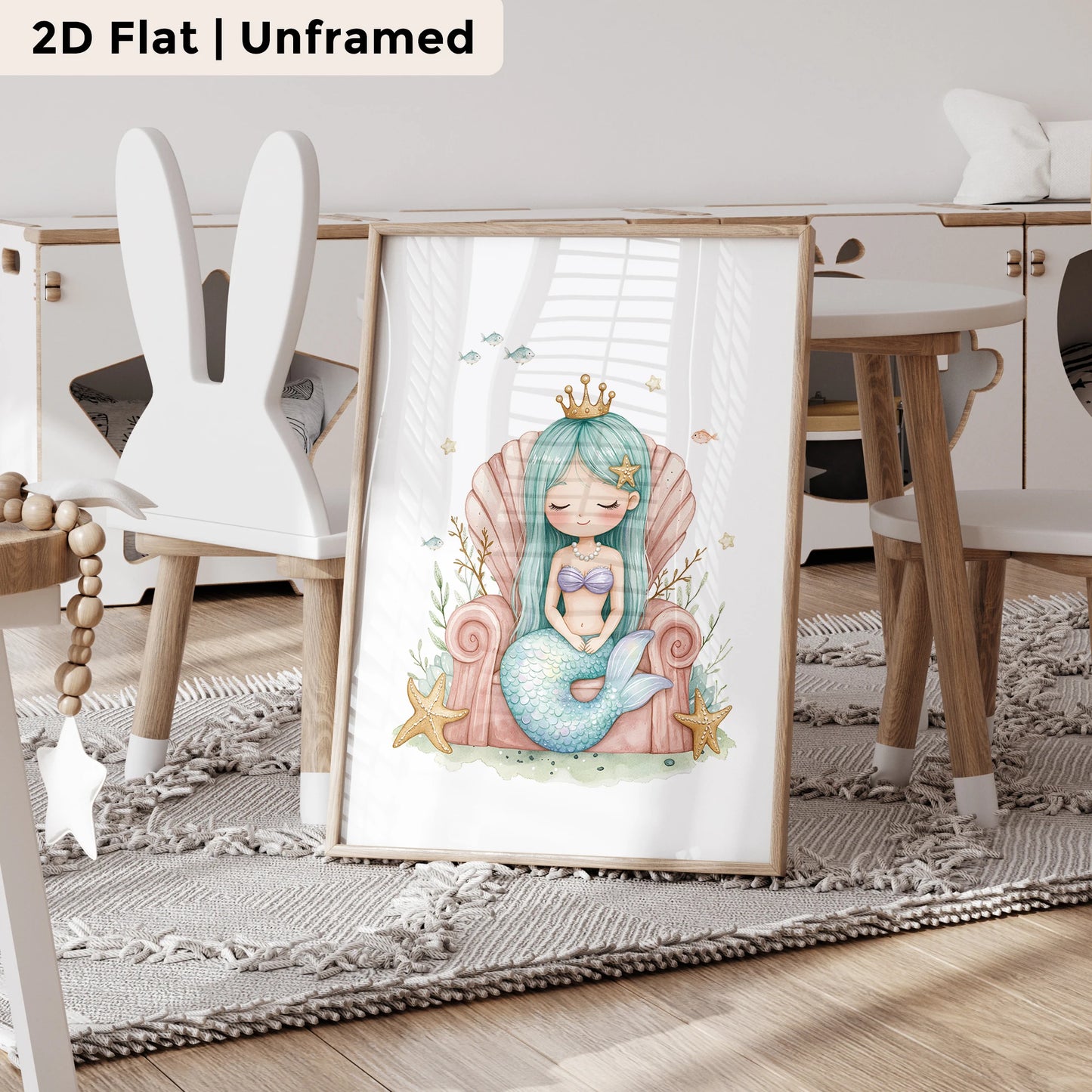 3-Piece Mermaid Princess Canvas Wall Art Print | Kids Room Decor