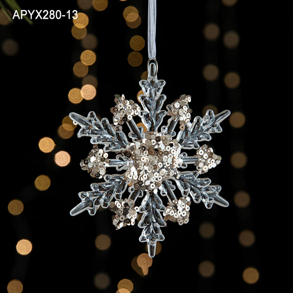 Crystal Acrylic Snowflake Christmas Tree Hanging Ornaments