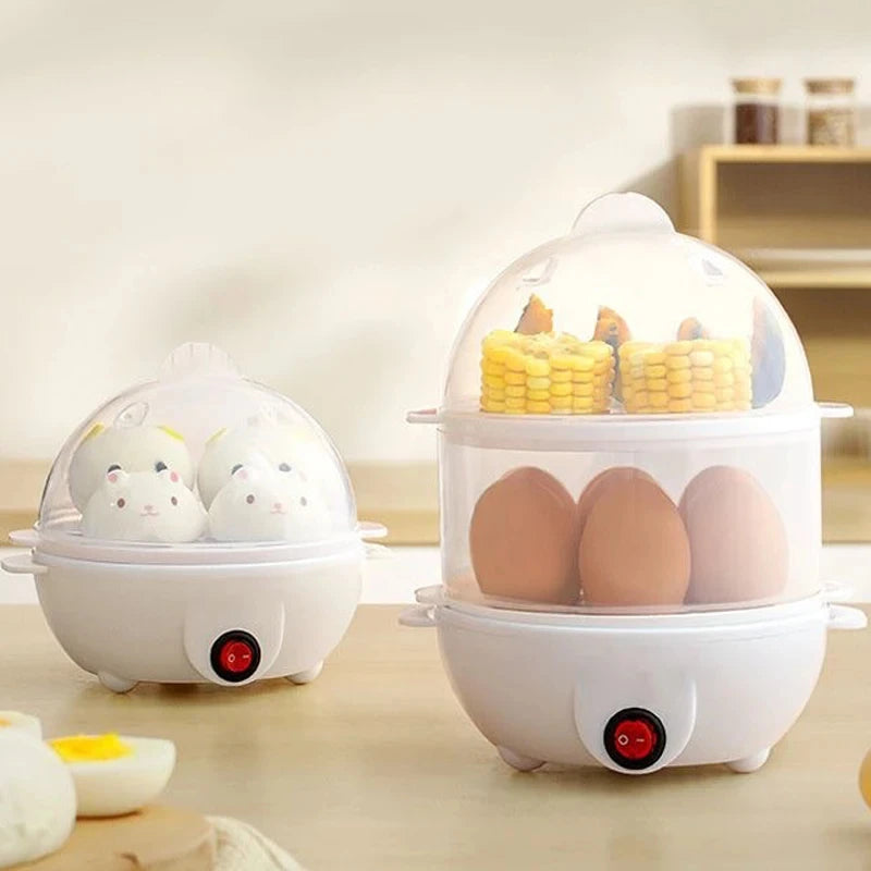 Multifunctional Egg Boiler Electric Egg Steamer Cooking Breakfast Machine Double Layers Egg Cooker Mini Steamer Poacher Kitchen Peaceful Pleasures Health and Wellness