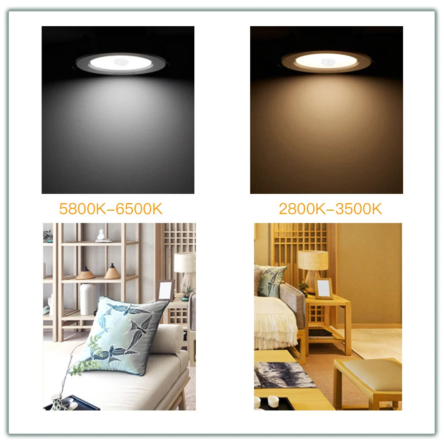 5W 10W 15W 20W PIR Motion Sensor Downlight 85-265V Human Infrared Induction LED Spotlight for Entrance Corridor Hallway Stairs Peaceful Pleasures Health and Wellness