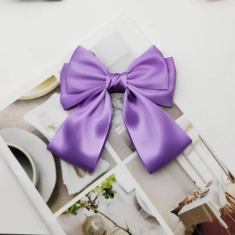 Bow Ribbon Hair Clip – Solid Color Bowknot Barrette for Women