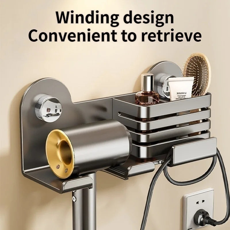 No-Drill Suction Cup Hair Dryer Holder | Bathroom Wall Hanger