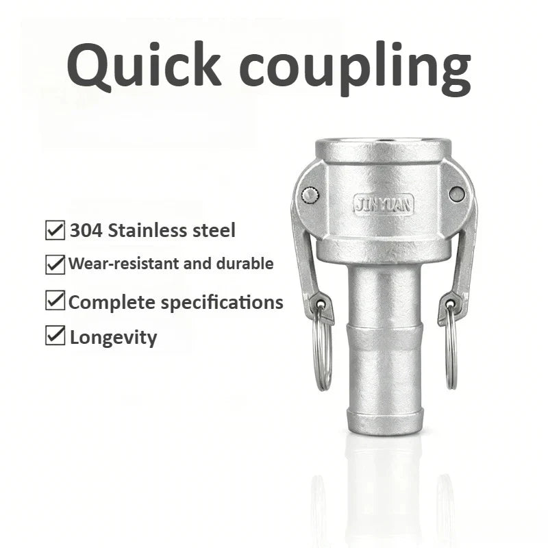 304 Stainless Steel C-Type Quick Connector DN15–DN50 Lever Plug